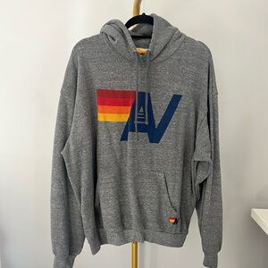 Aviator Nation Gray Hoodie with Multicolor Logo